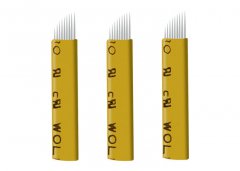 Yellow 9 Pins Permanent Makeup Needles 0.25MM Nano 3D Eyebrow Microblading
