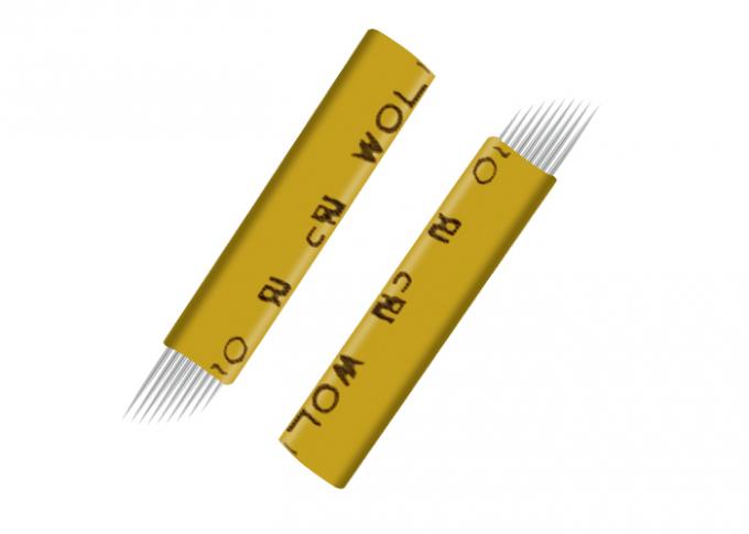 Yellow 9 Pins Permanent Makeup Needles 0.25MM Nano 3D Eyebrow Microblading