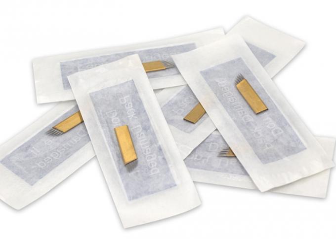 Double Row Permanent Makeup Needles , Eyebrow Strip Tattoo Micro Needle Blade