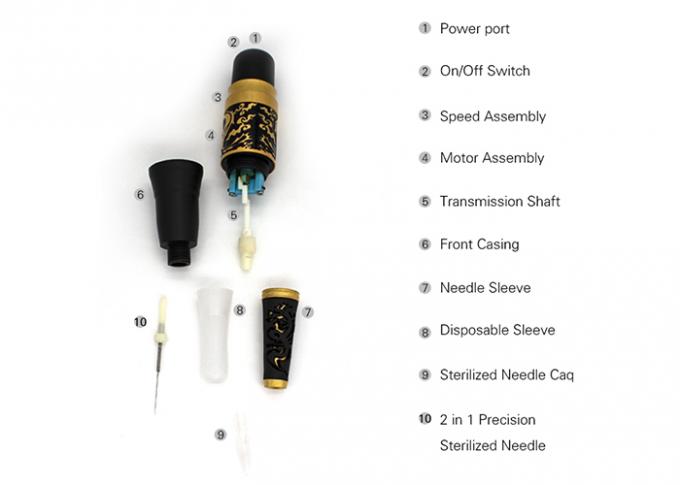 Gold Dragon Permanent Makeup Tattoo Machine For Lip Eyeliner