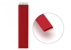 0.2MM Red 12 Pins Flat Fog Eyebrow Tattoo Needles , Permanent Makeup Machine Needles