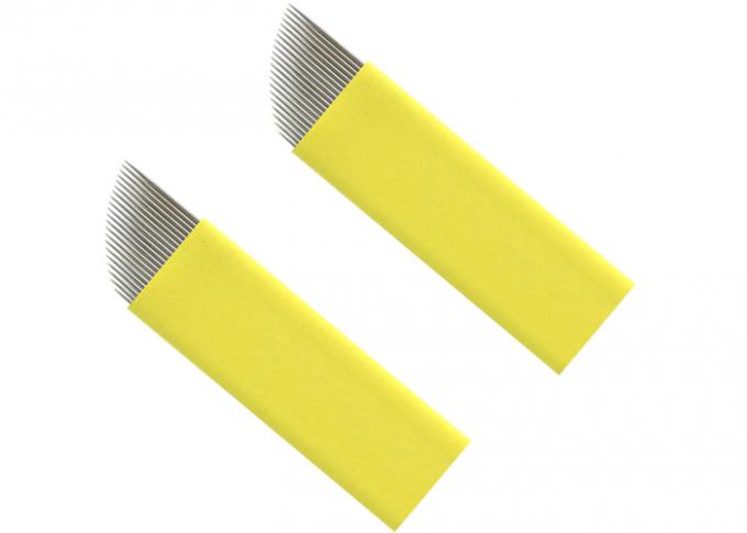 Yellow Microblading Needles 0.2MM 21 Pins Tattoo For Permanent Makeup Eyebrow