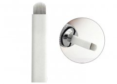 White Eyebrow Tattoo Blade , 0.2MM 12 Pins U Sharp Permanent Makeup Blades