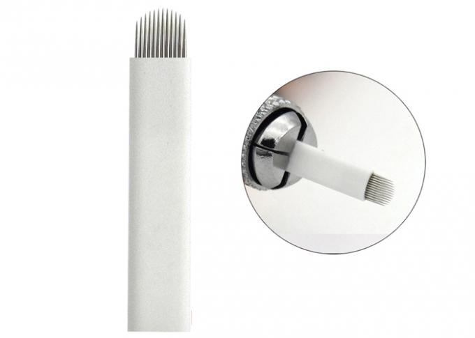 White Eyebrow Tattoo Blade , 0.2MM 12 Pins U Sharp Permanent Makeup Blades