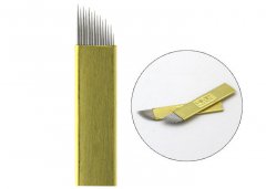 Gold 0.3MM 14 Pins Microblading Needles , Manual Tattoo Needles With Excellent Stability
