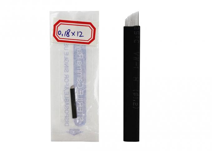 Permanent Makeup Disposable Tattoo Needles , 0.18MM 12 Pins Eyebrow Tattoo Needles