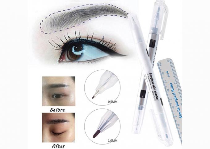 Sliver Color Permanent Makeup Accessories , Skin Marker Pen With Measuring Ruler